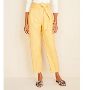 🆕 Paperbag Belted Pant, yellow by Ann Taylor, size 4 NWT